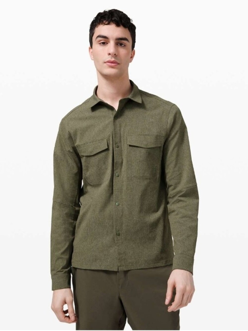 Lululemon Airing Easy Overshirt Heathered Medium Olive VGUC S/M